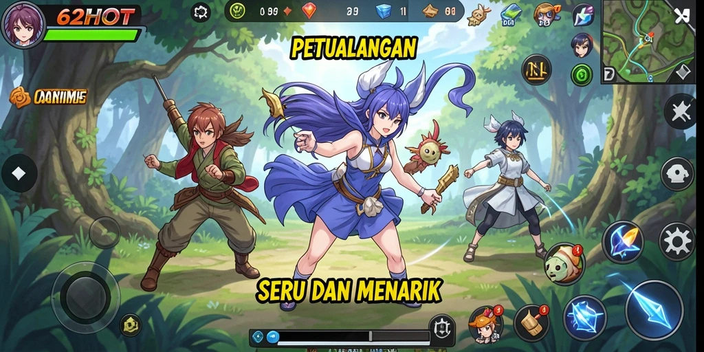 Tangkapan layar <strong>62HOT</strong> menampilkan karakter anime dalam aksi pertarungan yang mendebarkan.