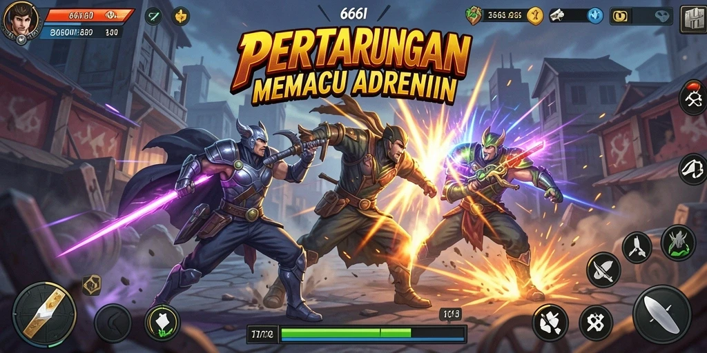 Tangkapan layar yang menunjukkan aksi seru dalam gameplay Action.