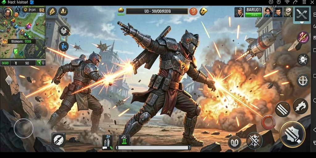Tampilan gameplay penuh aksi di BARU01 yang mendebarkan.