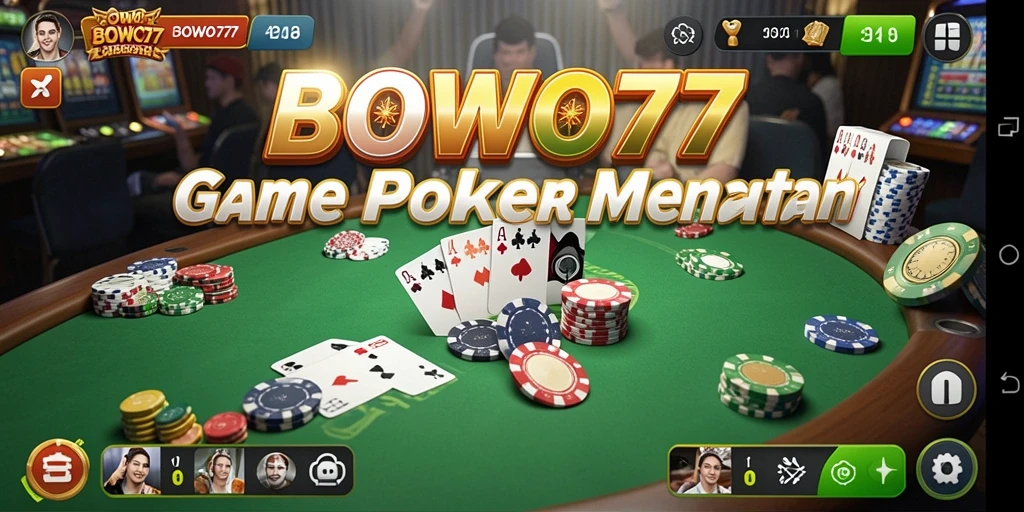 Screenshot tampilan gameplay BOWO77 dalam permainan Poker.