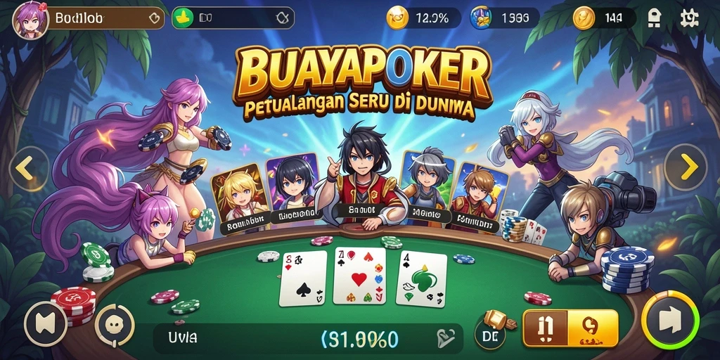 Tampilan seru dari gameplay BUAYAPOKER yang penuh aksi anime.