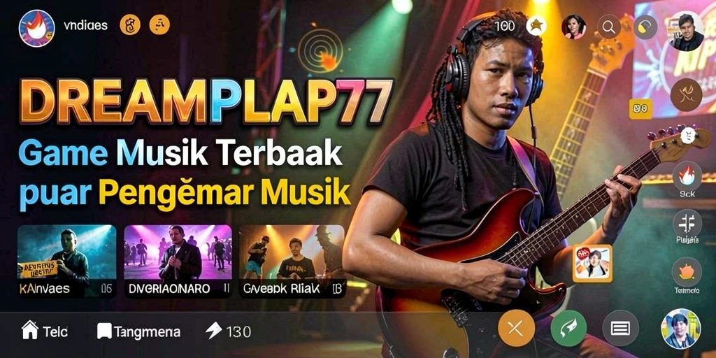 Tampilan gameplay interaktif dari DREAMPLAY77 dengan berbagai pilihan lagu.