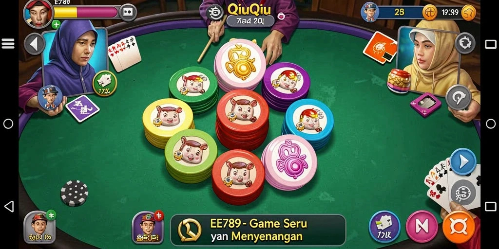 Tampilan menarik dari gameplay QiuQiu di EE789.