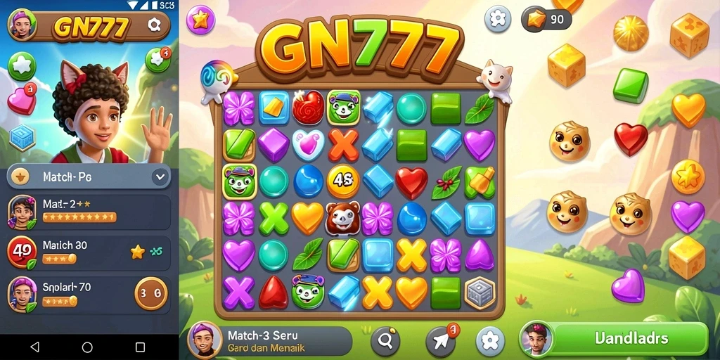 Screenshot gameplay GN777 yang menampilkan aksi mencocokkan warna.