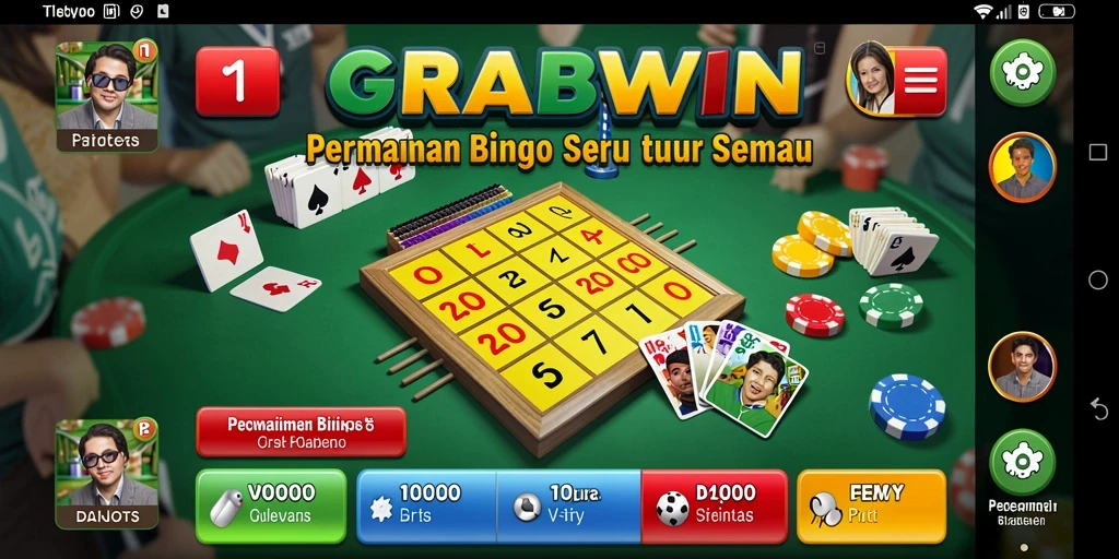 Tampilan gameplay seru Bingo di GRABWIN yang penuh warna.