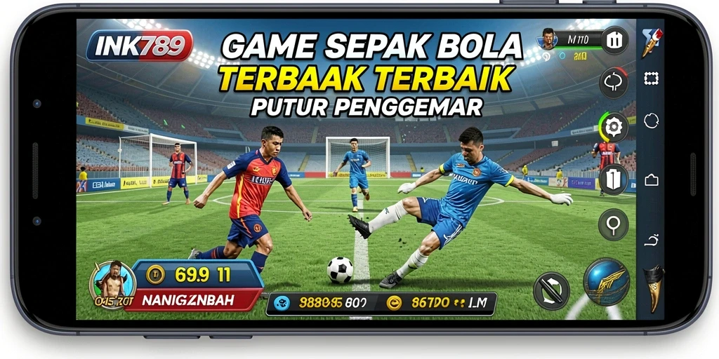 Screenshot INK789 menampilkan aksi seru di lapangan sepak bola.