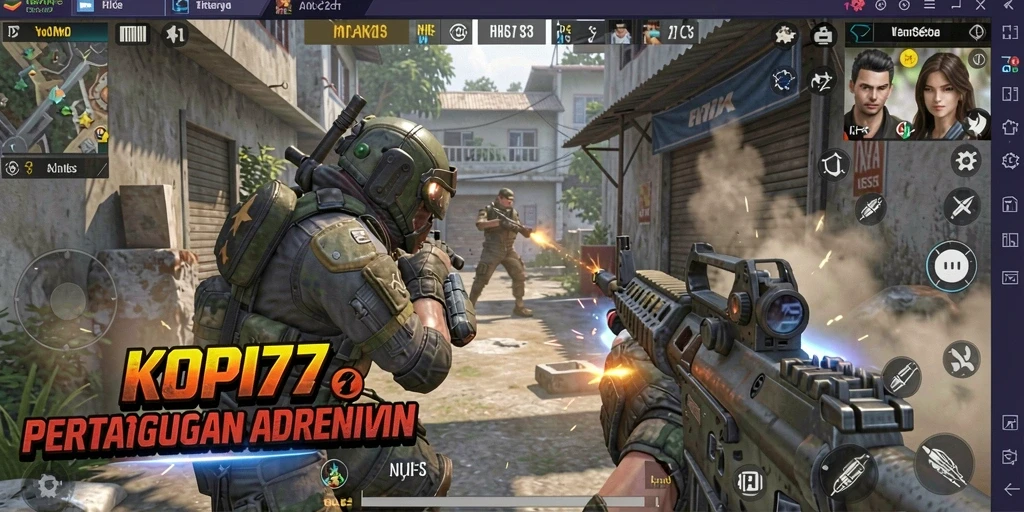 Screenshot KOPI77 menunjukkan intensitas gameplay FPS yang seru.