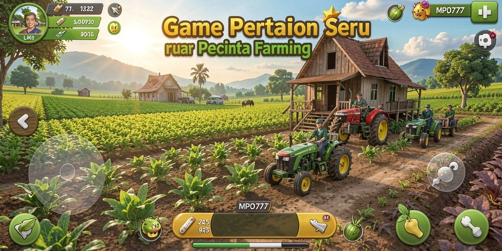Tampilan gameplay menarik dalam MPO777 dengan aktivitas bertani yang seru.