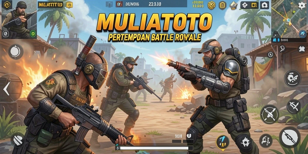 Tampilan gameplay seru dalam MULIATOTO, penuh aksi Battle Royale.