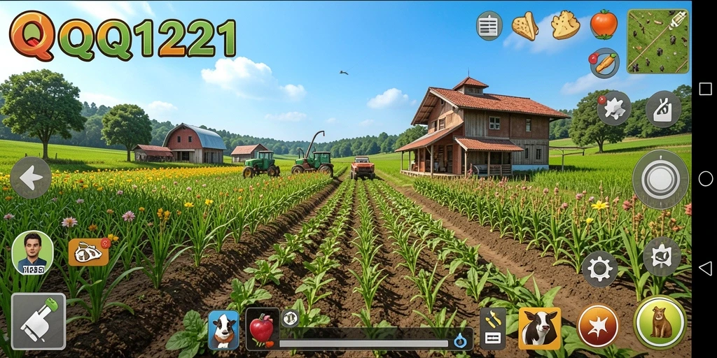 Tampilan menarik dari gameplay <strong>QQ1221</strong> yang menampilkan ladang berwarna-warni.