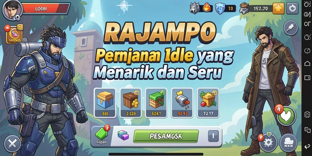 Tampilan gameplay menarik dari RAJAMPO yang menampilkan strategi Idle.
