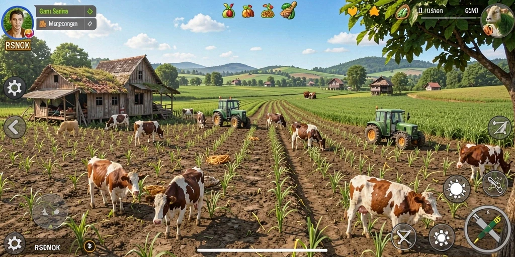 Tampilan gameplay RSNOK yang mengajak pemain berpetualang di dunia pertanian.