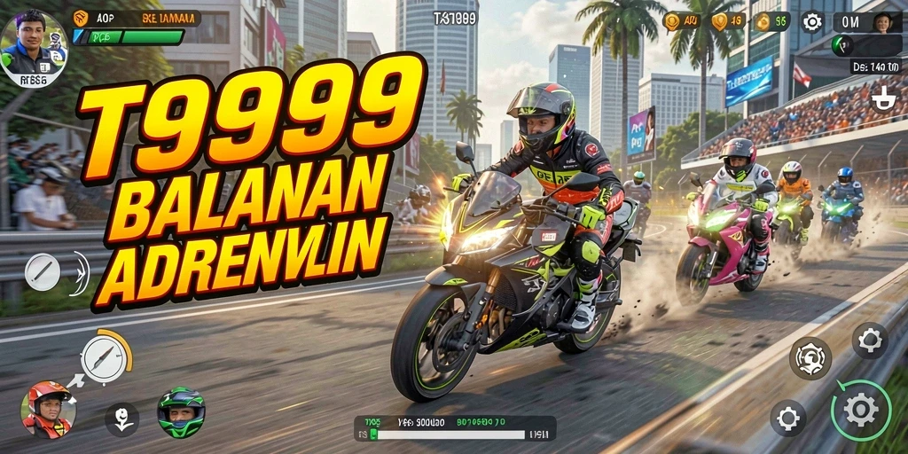 Tampilan gameplay mendebarkan dari balapan motor T9999.