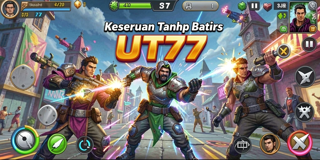 Tampilan gameplay UT77 yang penuh warna dan menantang.