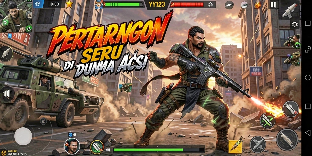 Menampilkan aksi pertempuran seru di YY123.